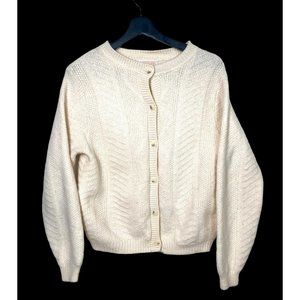 VTG Pendleton 100% Virgin Wool cream knit cardigan sz M